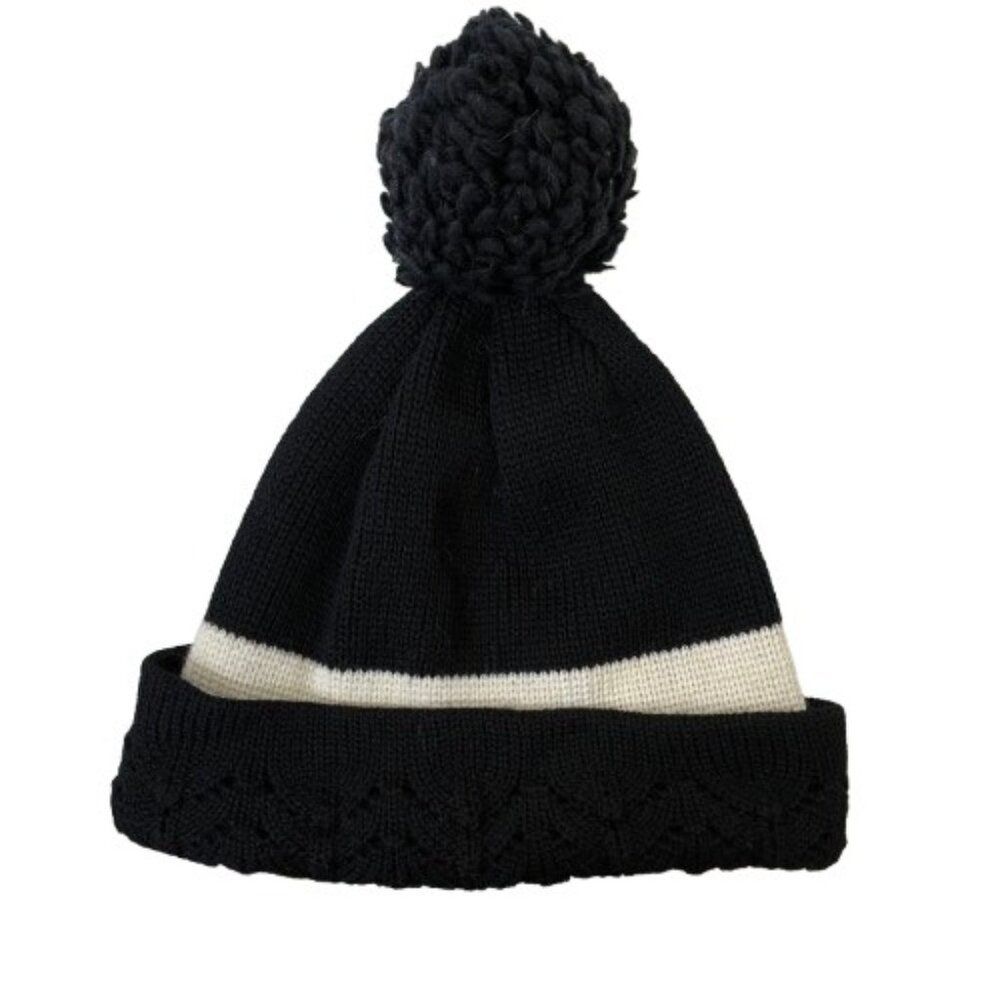 VTG Wigwam 70s 100% Pure Wool Striped Pom Beanie US Made cottagecore, retro